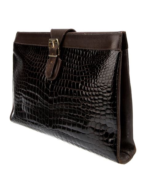 fendi f clutch|Fendi crocodile vintage clutch.